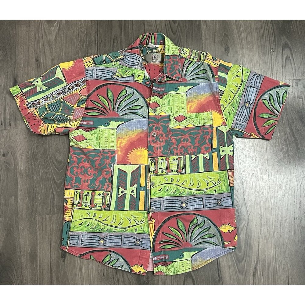 Vintage Territory Ahead Shirt Button Up Hawaiian Camp Party Medium